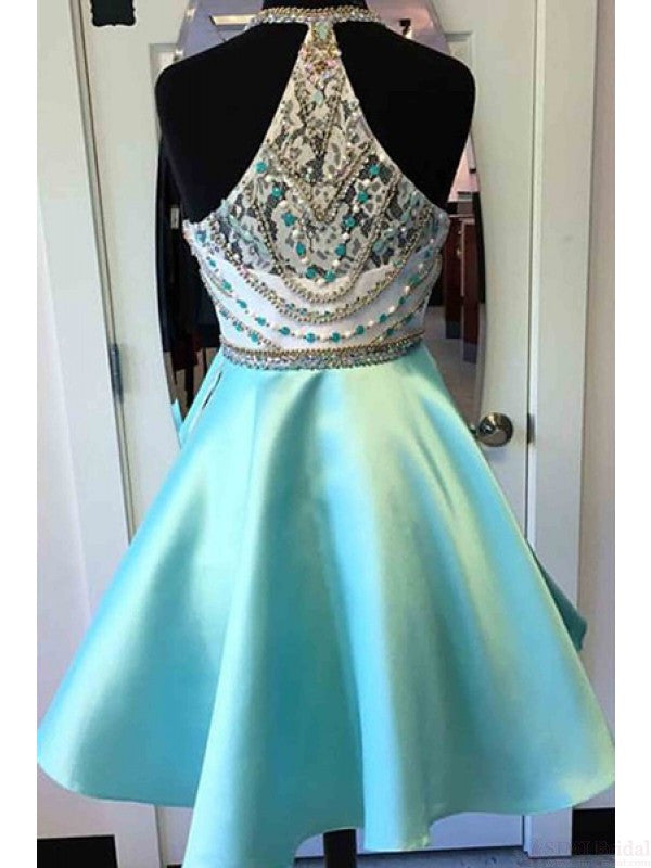 Homecoming Dress Halter Sexy Rhinestone Short Prom Dress Party Dress Homecoming Dress BabaMila