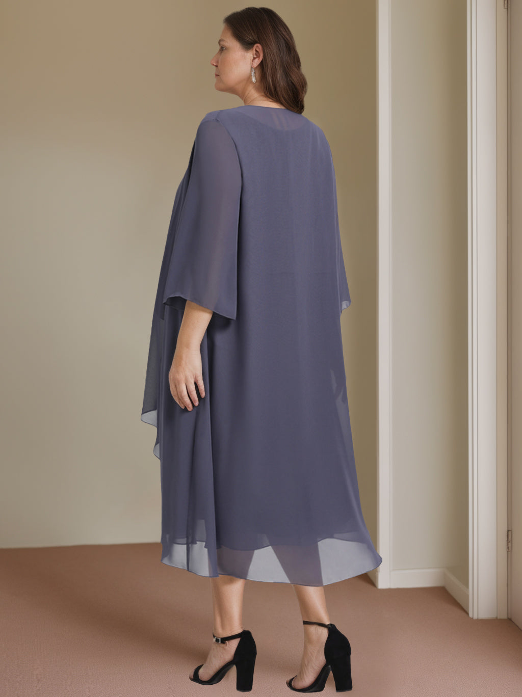 A-Line/Princess Scoop Sleeveless Knee-Length Plus Size Mother Of The Bride Dresses With Beading BabaMila