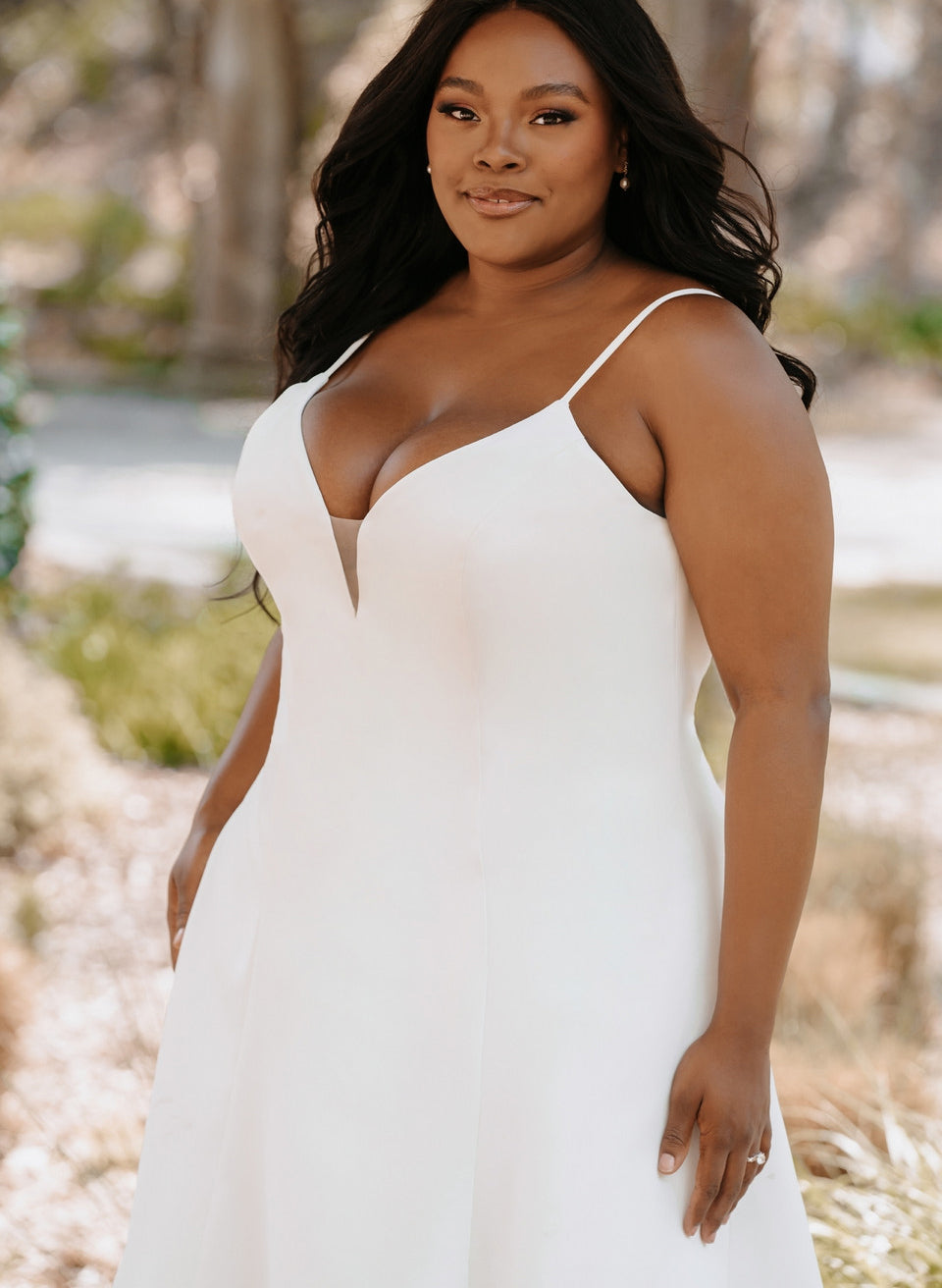A-Line/Princess Spaghetti Straps V-Neck Plus Size Wedding Dress BabaMila
