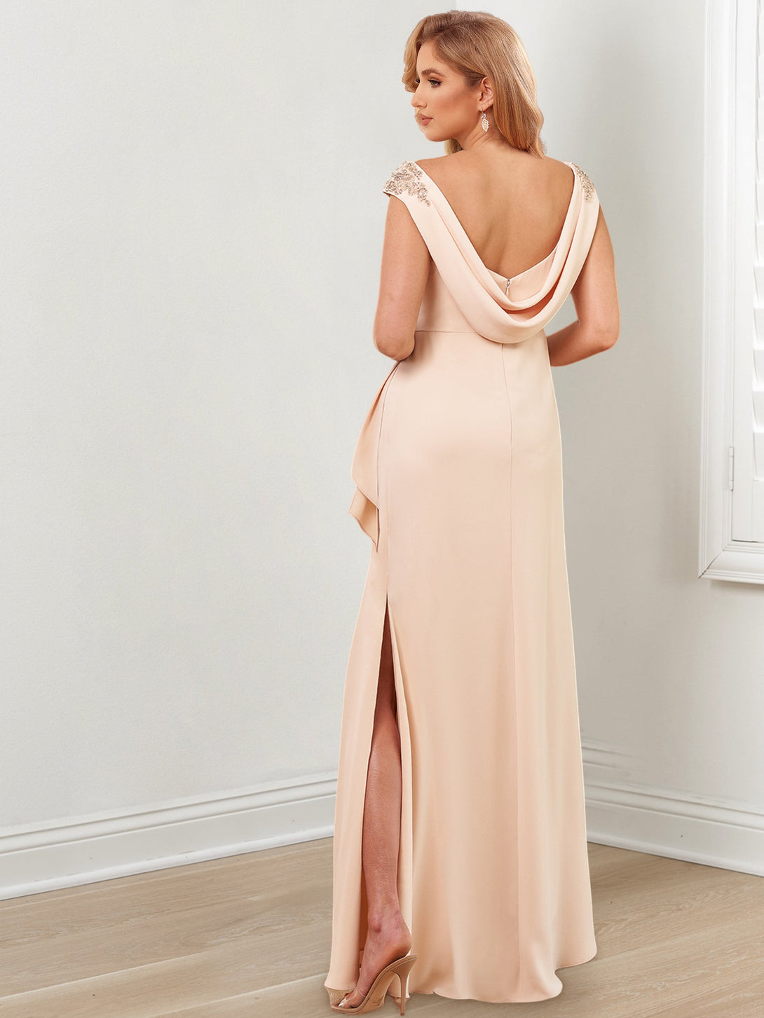 Sheath/Column V-Neck Floor-Length Mother Of The Bride Dresses BabaMila