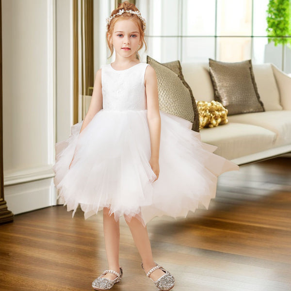 Ball-Gown/Princess Scoop Knee-Length Lace/Tulle Flower Girl Dress Gidiondress