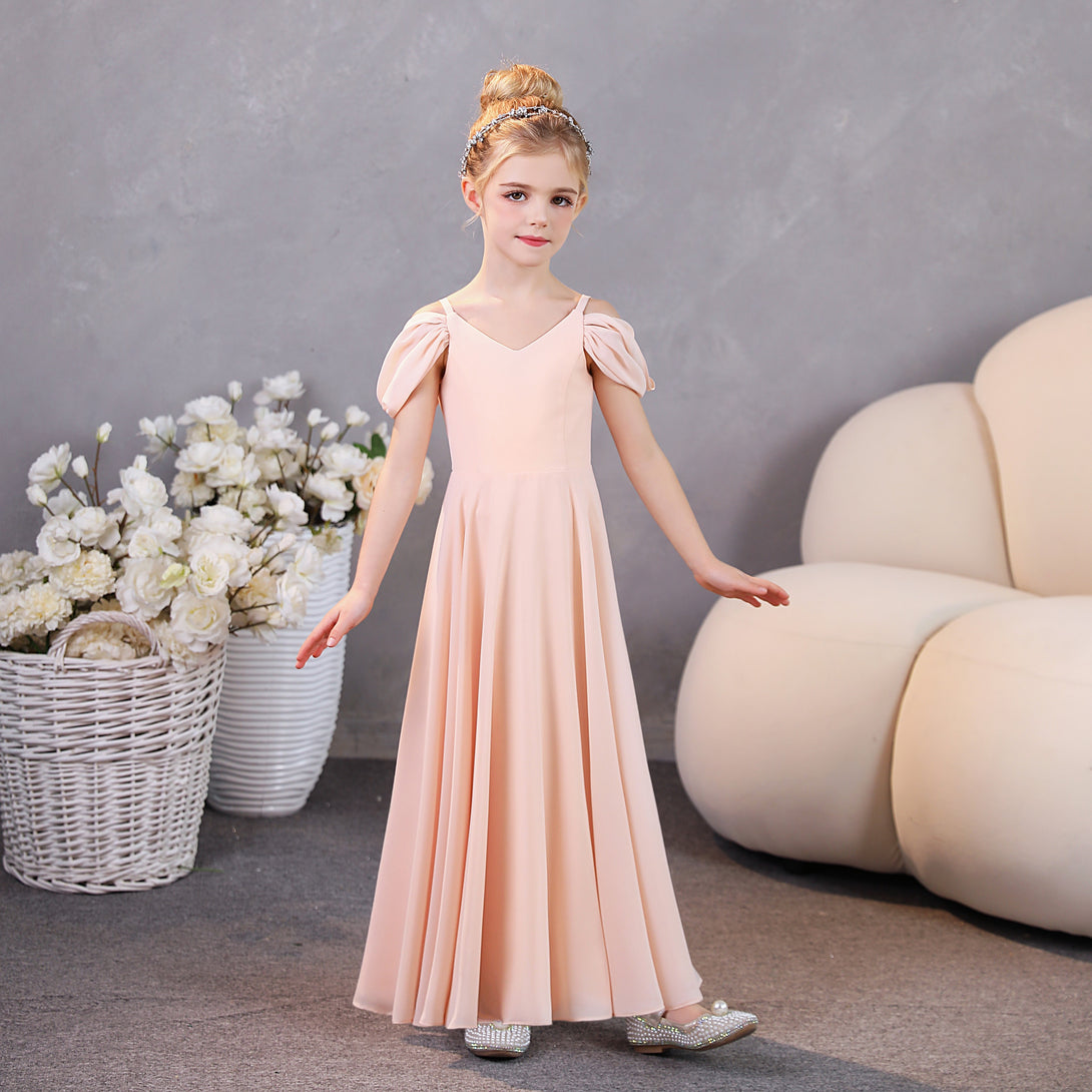 Girls Birthday Dresses Chiffon Floor-Length Junior Bridesmaid Dress/Party Dresses Gidiondress
