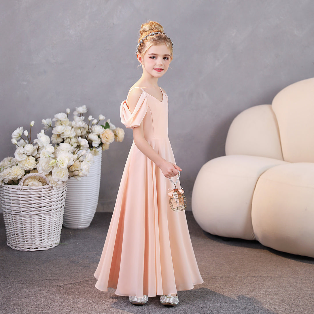 Girls Birthday Dresses Chiffon Floor-Length Junior Bridesmaid Dress/Party Dresses Gidiondress