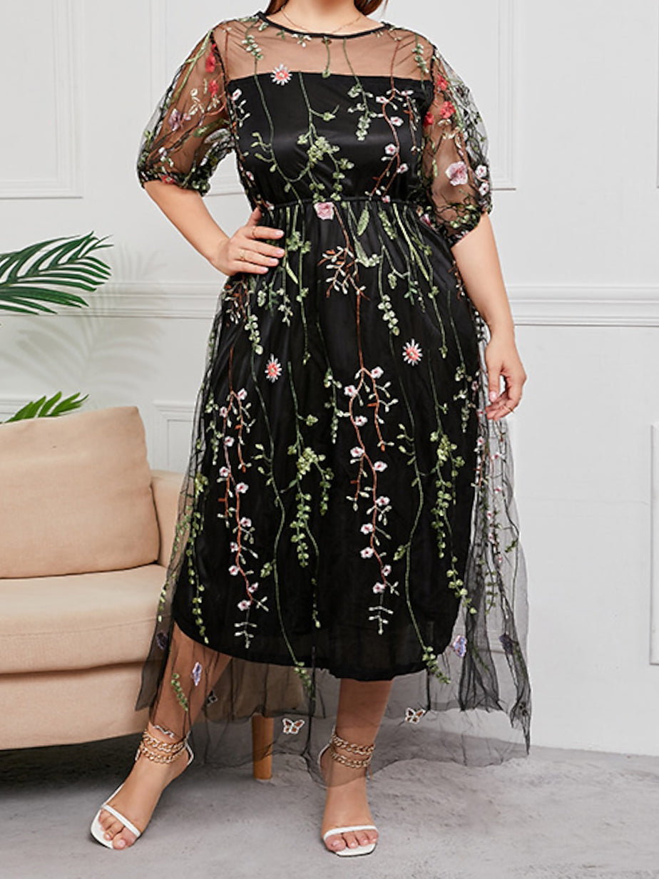 A-Line/Princess Embroidery Tulle Mother Of The Bride Dresses BabaMila