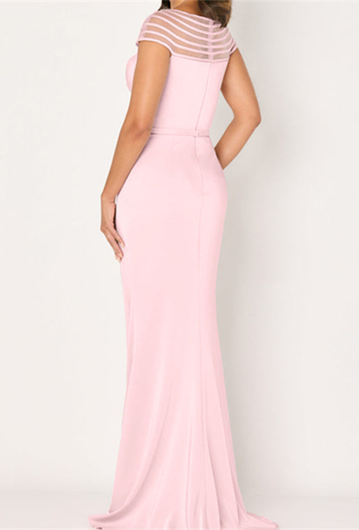 Trumpet/Mermaid Floor Length Asymmetrical Mother Of The Bride Dresses Silk Satin With High Split BabaMila