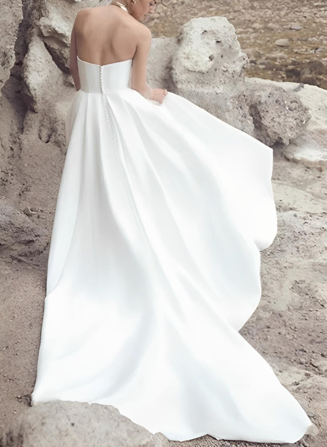 A-Line/Princess Strapless Plus Size Wedding Dress with Split Side BabaMila