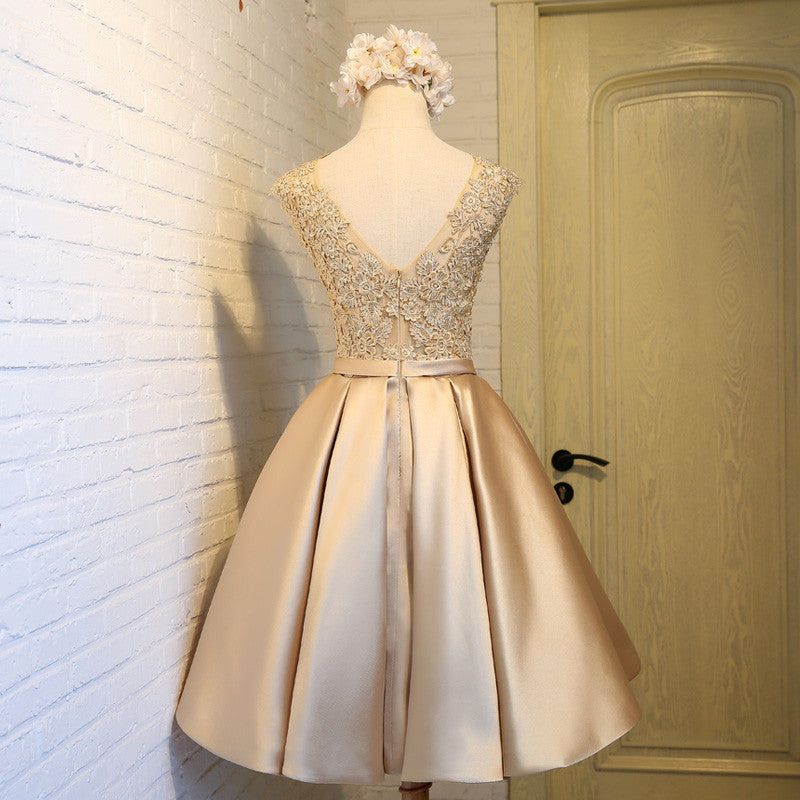 Homecoming Dress Chic Champagne Red Short Prom Dress Party Dress Homecoming Dress BabaMila