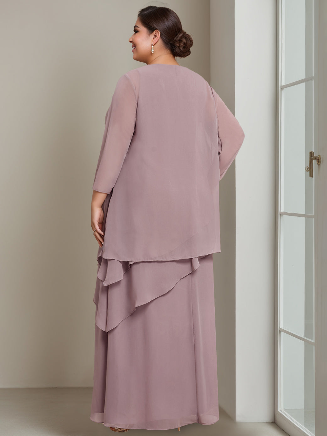 A-Line/Princess Scoop Sleeveless Floor-Length Plus Size Mother Of The Bride Long Dresses With Beading BabaMila