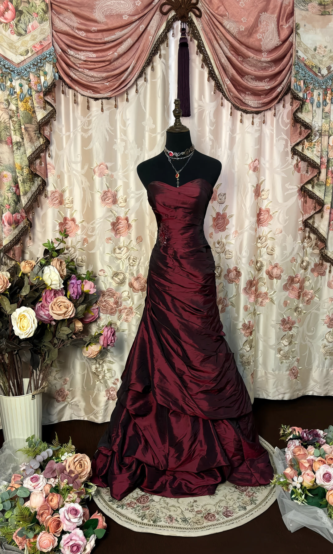 Trumpet/Mermaid Strapless Sweetheart Neck Floor-Length Taffeta Prom Dresses with Beads/Ruffles BabaMila