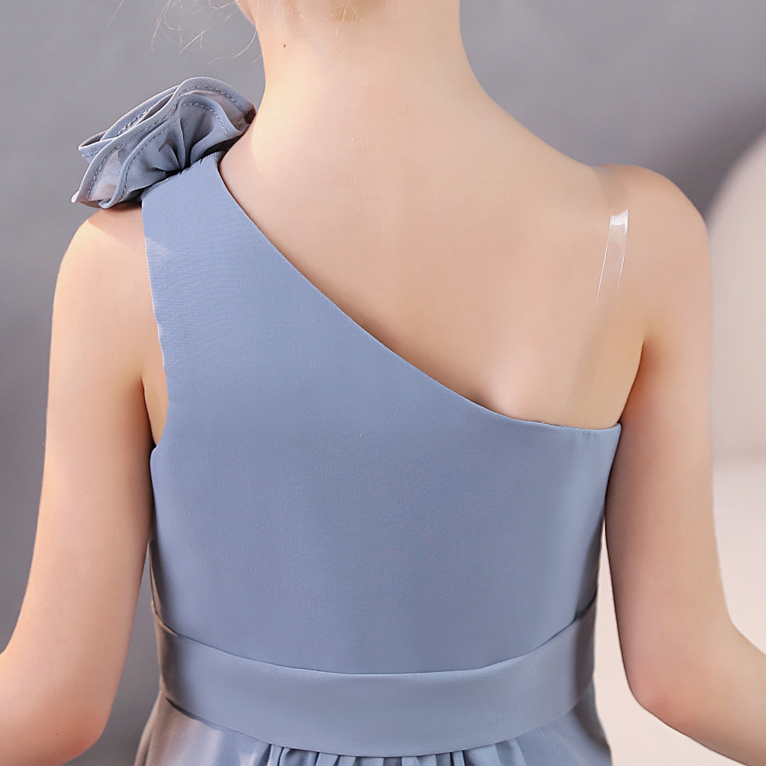 One-Shoulder Chiffon Floor-Length Junior Bridesmaid Dress/Party Dresses Gidiondress
