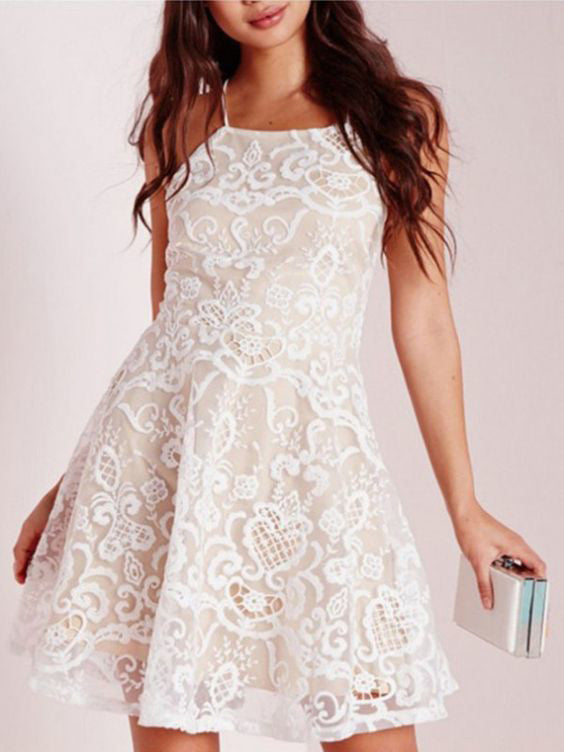 Homecoming Dress Lace Ivory Lace-up Short Prom Dress Party Dress Homecoming Dress BabaMila