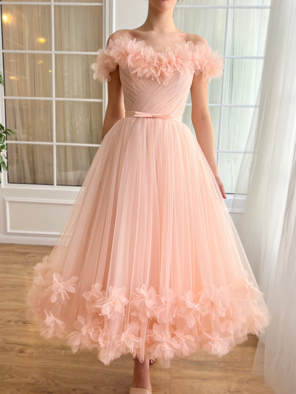 A-Line/Princess Sweetheart Off-The-Shoulder Ankle-Length Prom Dress With Embroidered Flowers BabaMila