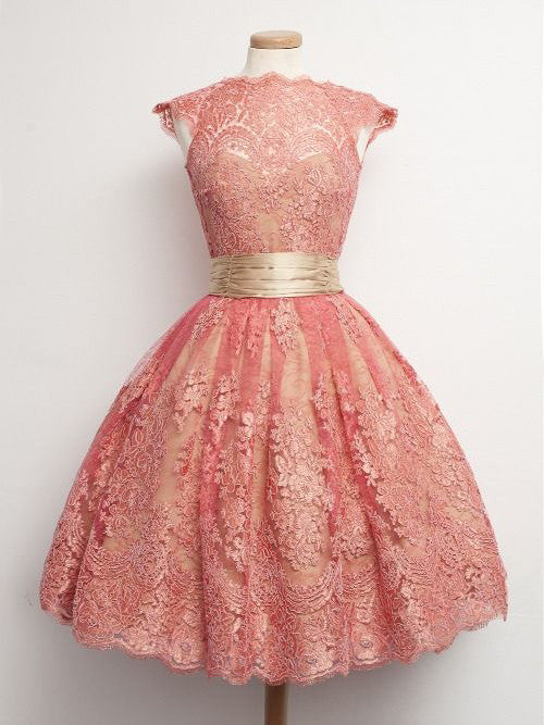 Homecoming Dress High Neck Sashes/Ribbons Belt Short Prom Dress Party Dress Homecoming Dress BabaMila
