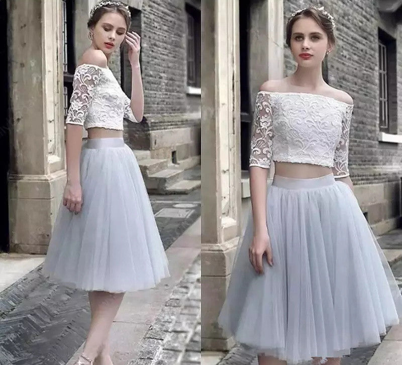 Homecoming Dress Half Sleeve Lace Short Prom Dress Party Dress Homecoming Dress BabaMila