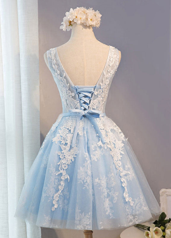 Homecoming Dress White Appliques Short Prom Dress Party Dress Homecoming Dress BabaMila