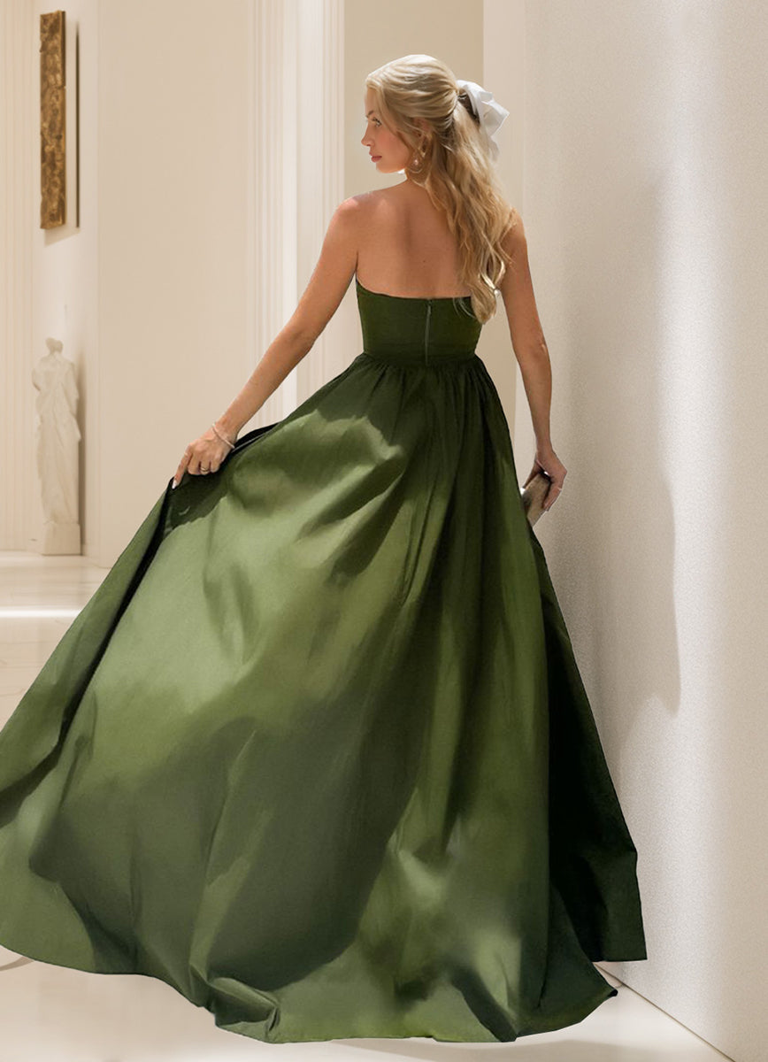 A-Line/Princess Strapless Asymmetrical Evening Dresses with Ruffles/High Split BabaMila
