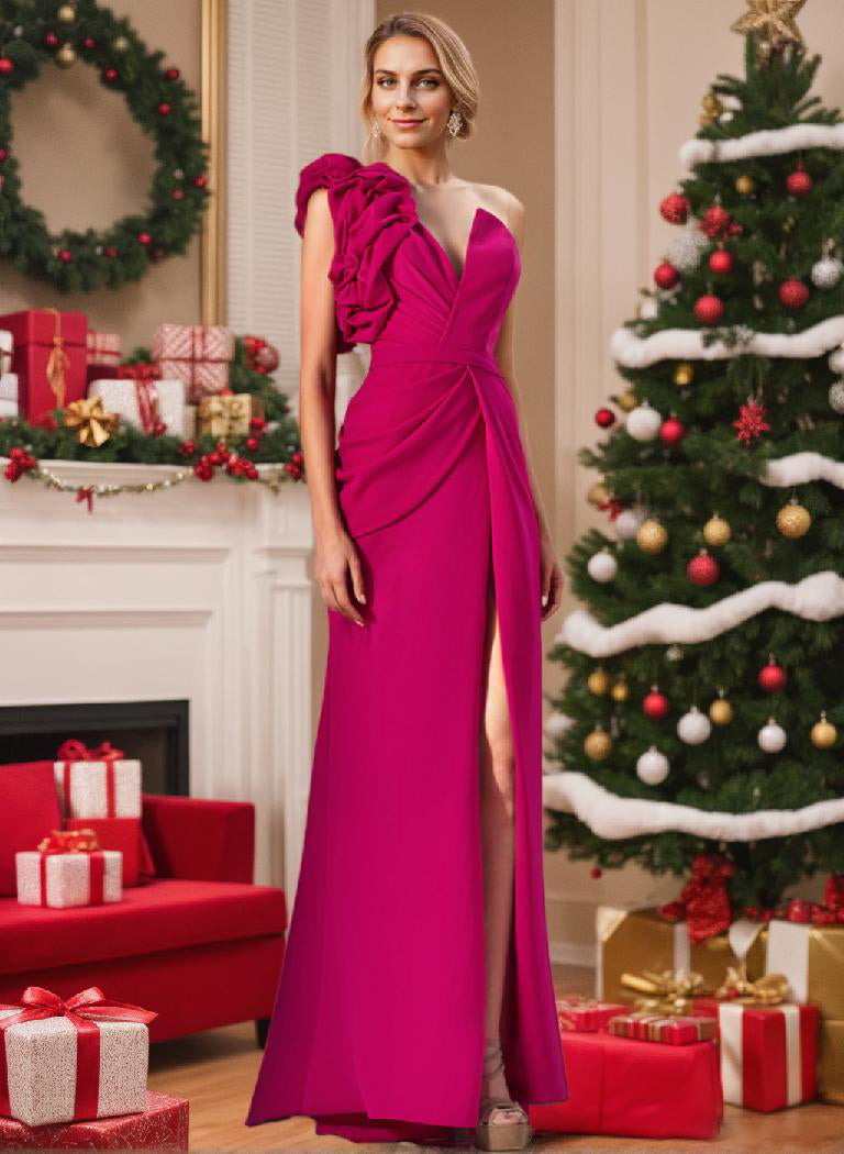 Sheath/Column One-Shoulder Mother Of The Bride Dresses With Split Side BabaMila