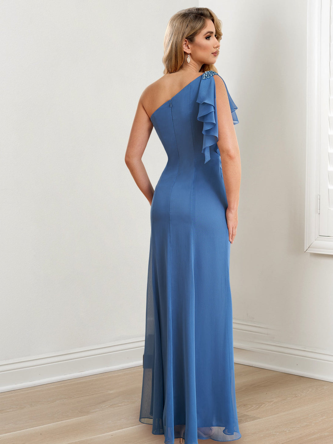 Sheath/Column One-Shoulder Floor-Length Mother Of The Bride Dresses BabaMila