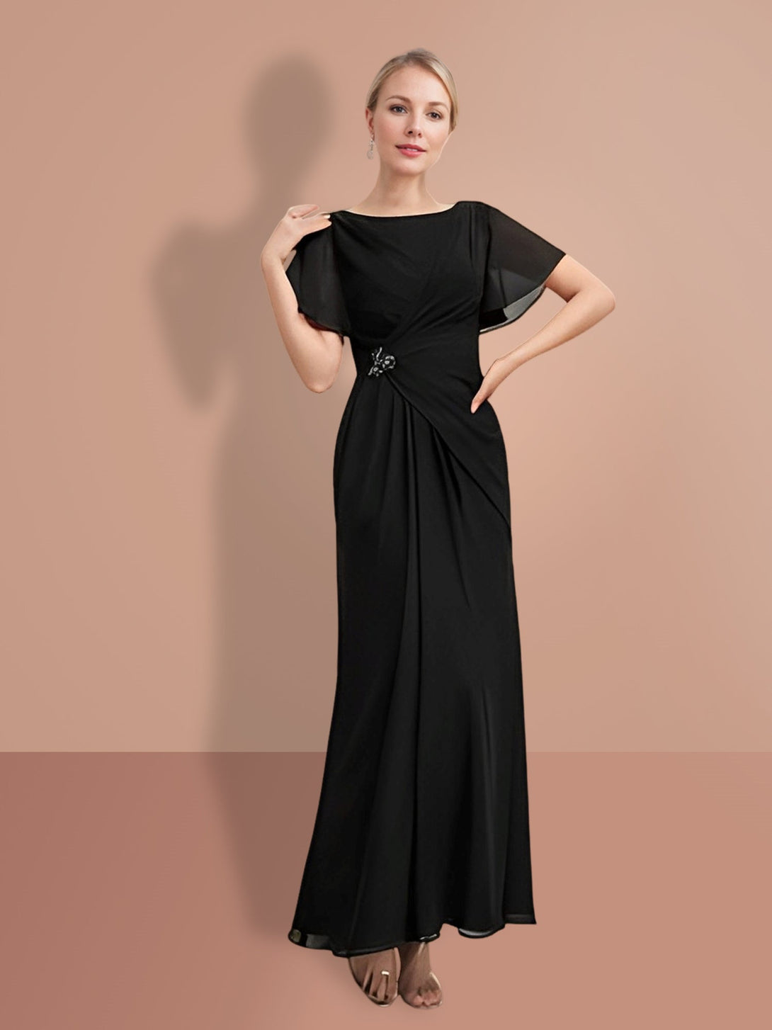 Sheath/Column Ankle-Length Short Sleeves Mother Of The Bride Dresses BabaMila
