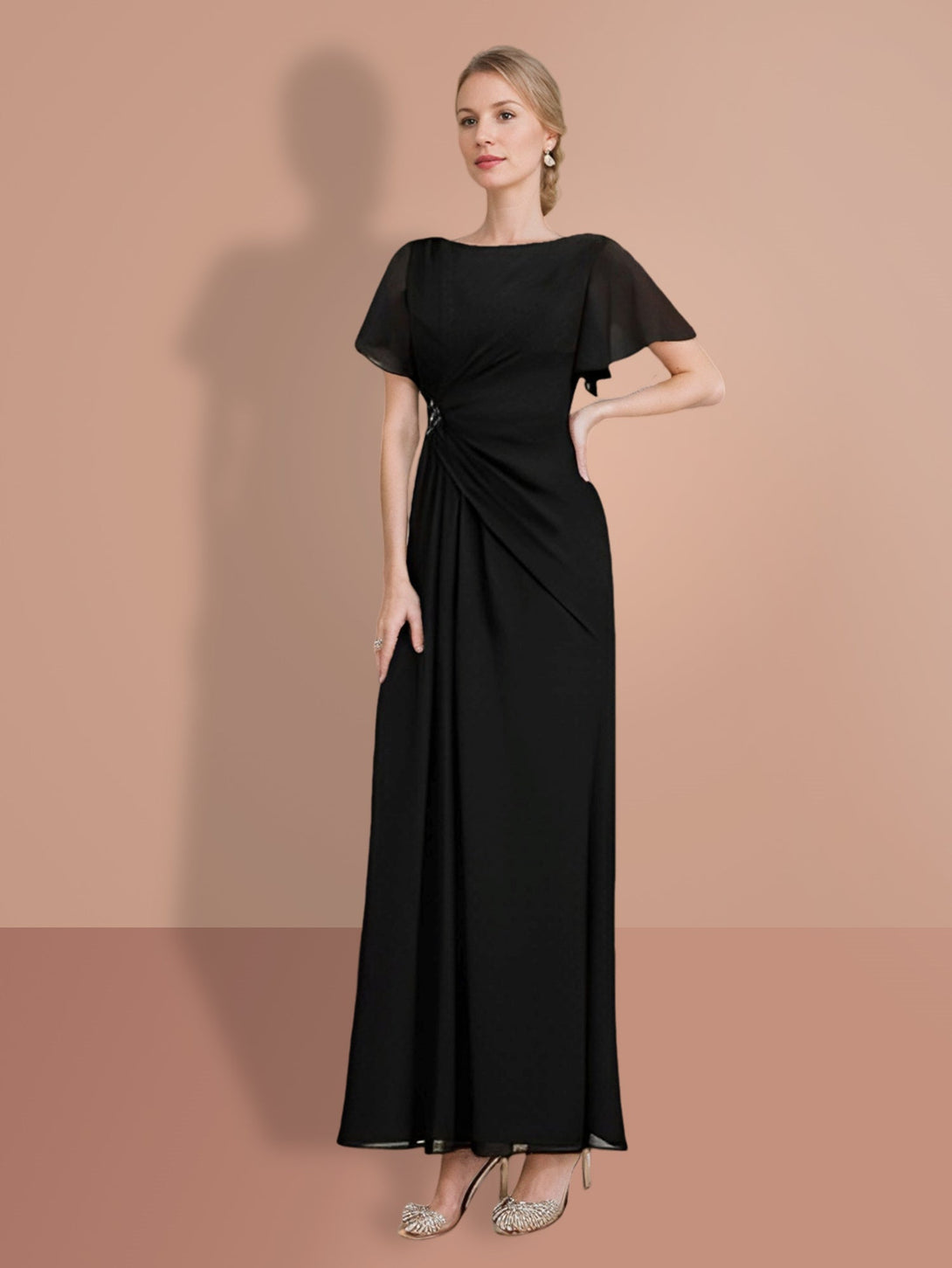 Sheath/Column Ankle-Length Short Sleeves Mother Of The Bride Dresses BabaMila