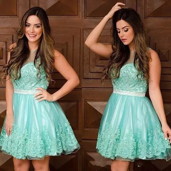 Homecoming Dress Half Sleeve Lace Short Prom Dress Party Dress BabaMila