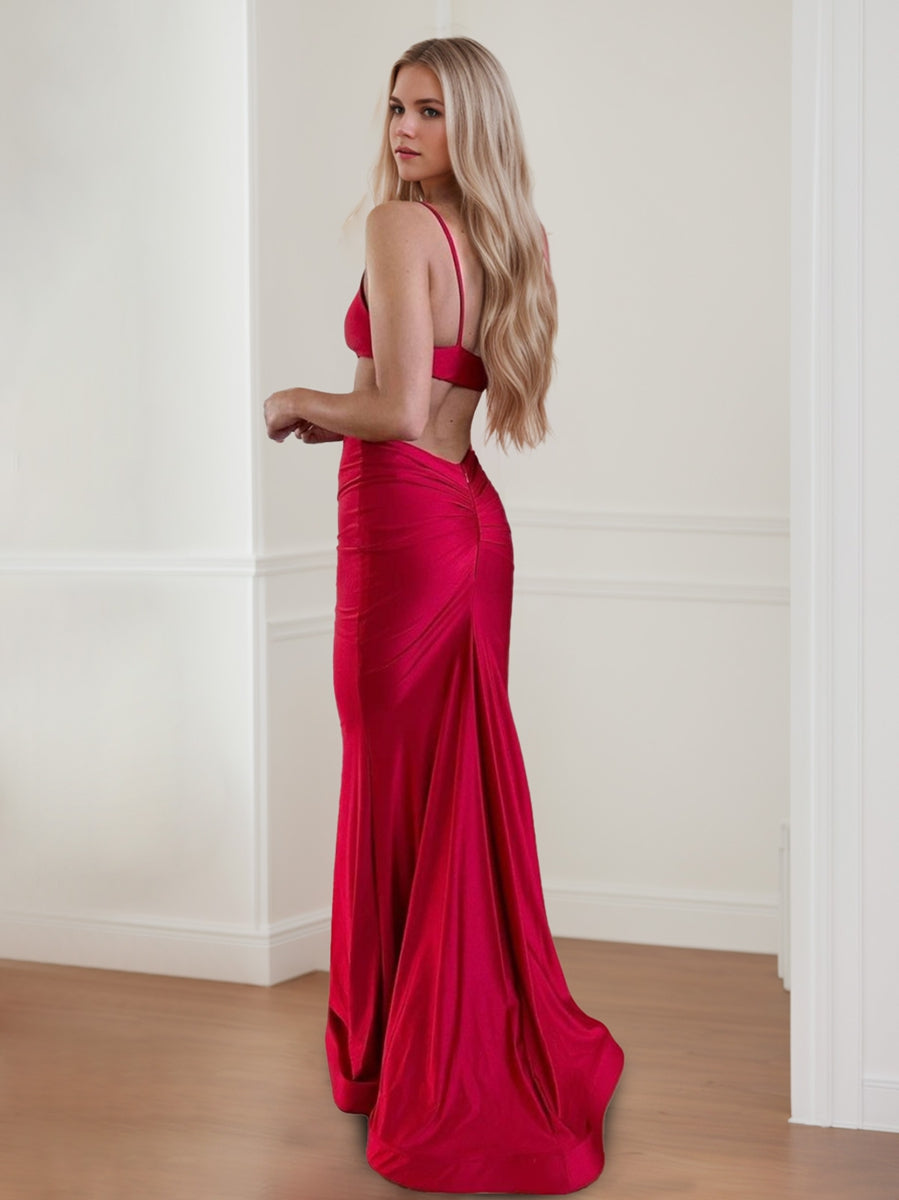 Trumpet/Mermaid Spaghetti Straps Sleeveless Floor-Length Sexy Prom Dresses BabaMila