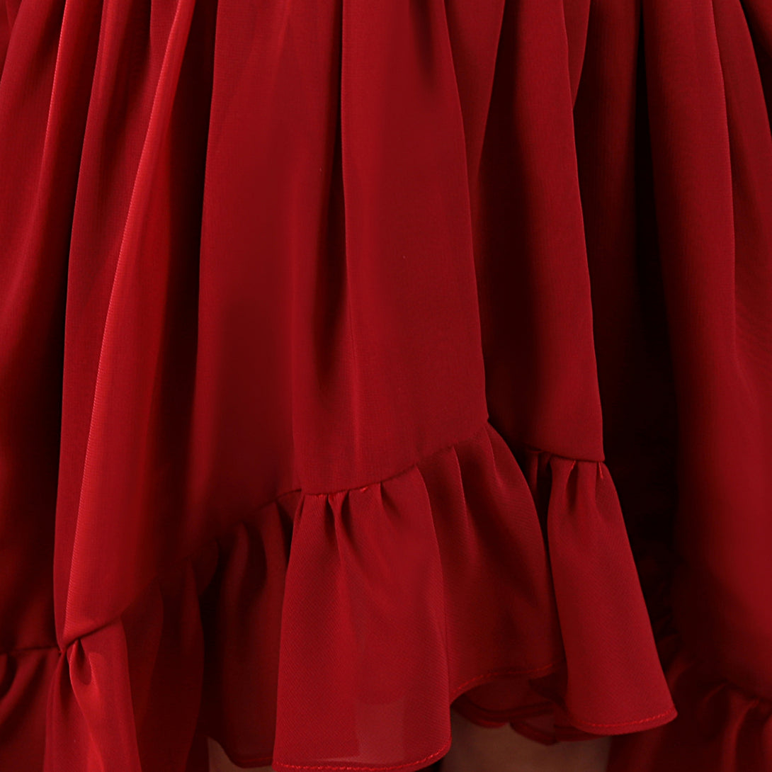 Girls Birthday Dresses Halter Sleeveless Chiffon Asymmetrical Junior Bridesmaid Dress/Party Dresses With Ruffled Hem/Belt Gidiondress