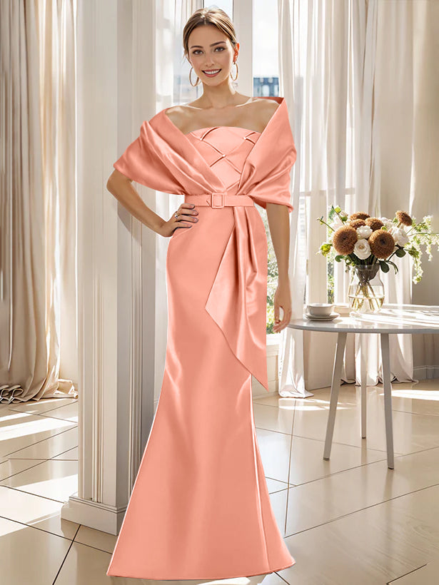 A-Line/Princess One-Shoulder Sleeveless Floor-Length Mother Of The Bride Dresses With Split Side BabaMila
