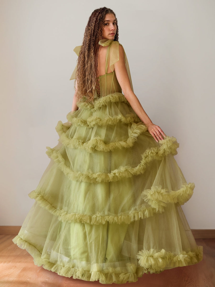 A-Line/Princess Scoop Neck Sleeveless Floor-Length Luxurious Prom Dresses with Crystal/Pleats BabaMila