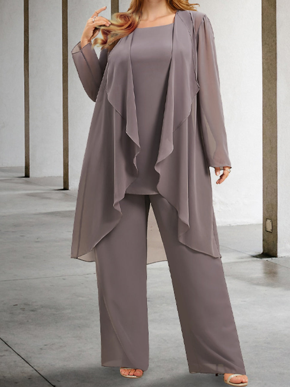 Chiffon Mother Of The Bride Pantsuits With Jacket BabaMila
