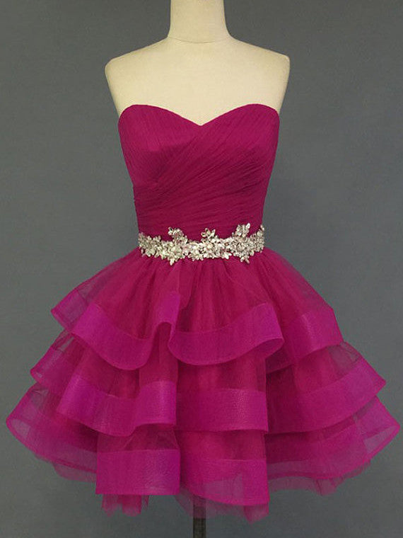 Homecoming Dress Fuchsia Sweetheart Short Prom Dress Party Homecoming Dress BabaMila