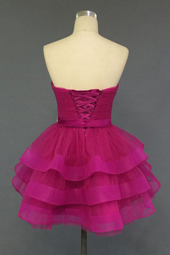 Homecoming Dress Fuchsia Sweetheart Short Prom Dress Party Homecoming Dress BabaMila