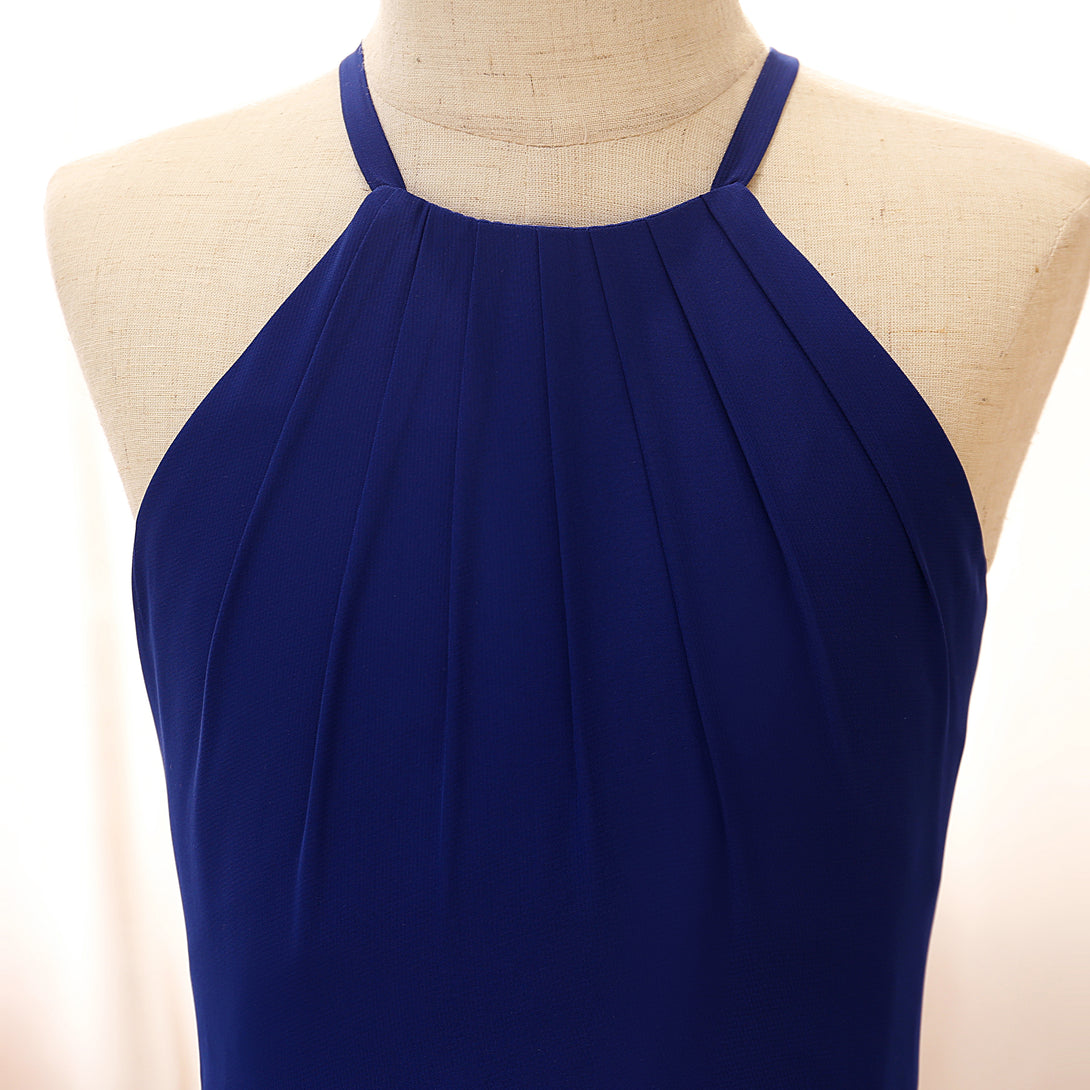 Halter Spaghetti Straps Tea-Length Chiffon Girls Birthday Dresses With Pleated Gidiondress