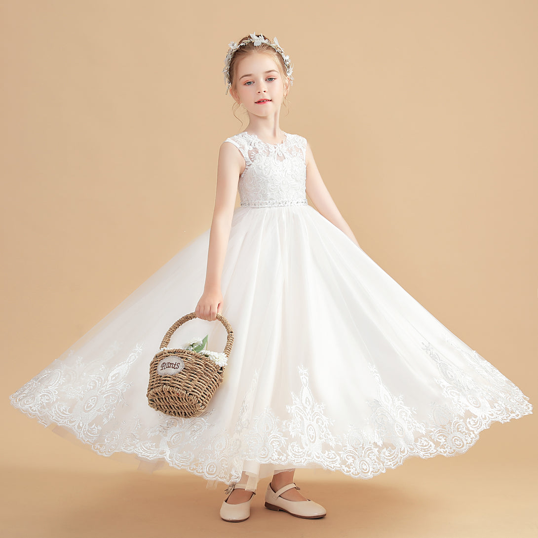 Charming Sleeveless Ball-Gown/Princess Flower Girl Dresses With Lace Applique Gidiondress