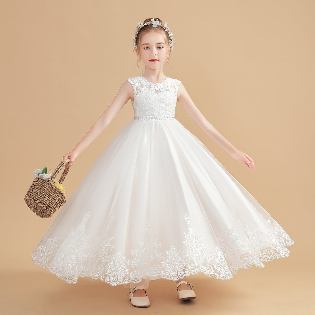 Charming Sleeveless Ball-Gown/Princess Flower Girl Dresses With Lace Applique Gidiondress Ivory 12M