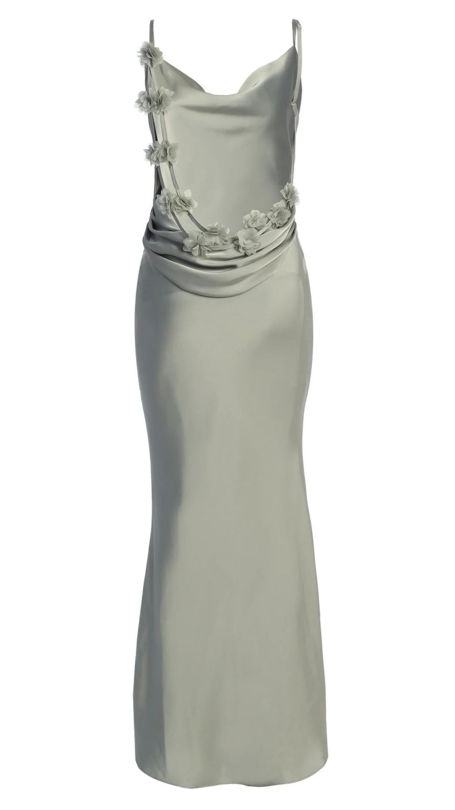 Sheath/Column Spaghetti Straps Cowl Neck Backless Floor-Length Floral Bridesmaid Dresses BabaMila