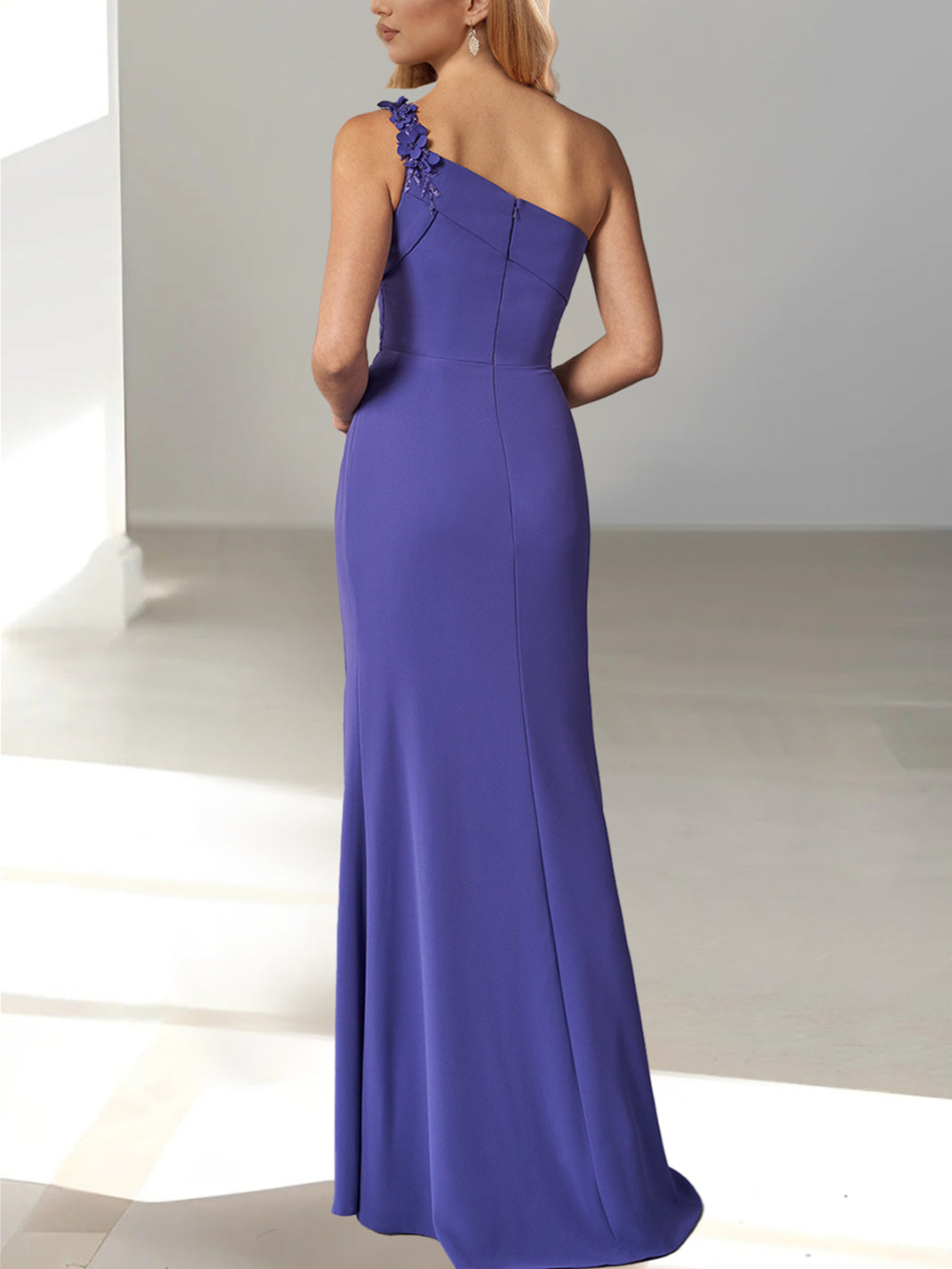 Sheath/Column Sleeveless One Shoulder Floor-Length Mother Of The Bride Dresses With Beaded BabaMila