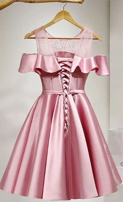 Homecoming Dress Lace-up Scoop Short Prom Dress Party Dress BabaMila