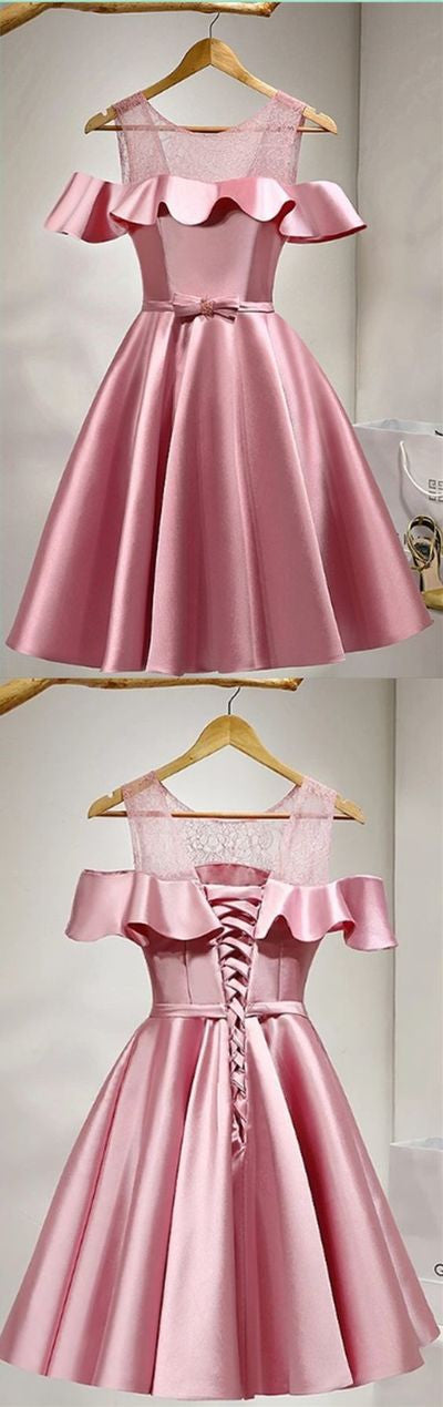 Homecoming Dress Lace-up Scoop Short Prom Dress Party Dress BabaMila