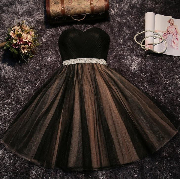 Homecoming Dress Strapless Ribbons Belt Short Prom Dress Party Dress Homecoming Dress BabaMila