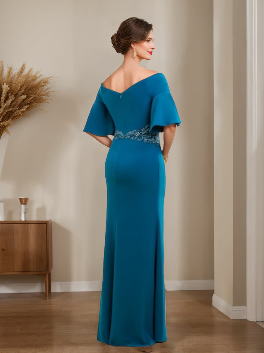 Sheath/Column Off-The-Shoulder Mother Of The Bride & Groom Dresses With Appliques & Split Side BabaMila