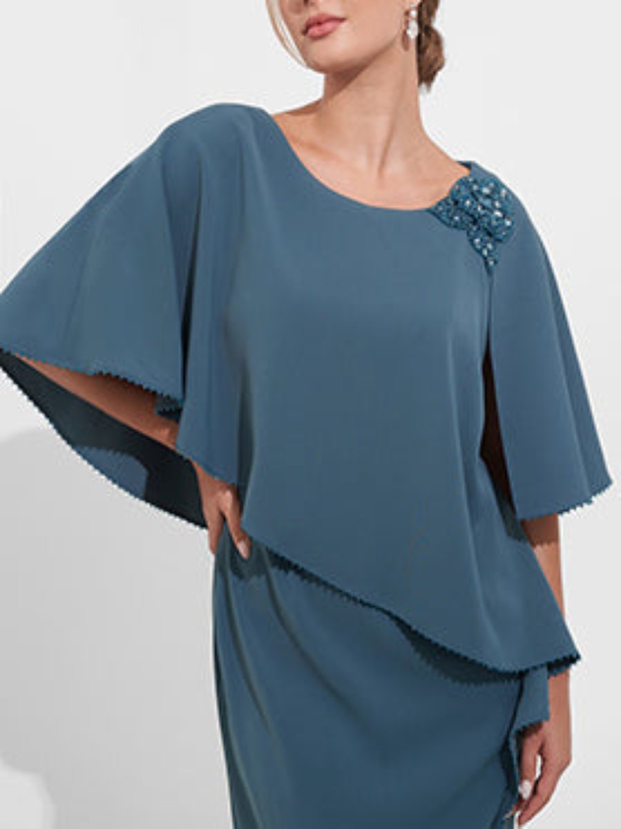 Sheath/Column Scoop Neck Mother Of The Bride & Groom Dresses With Appliques & Beadings BabaMila