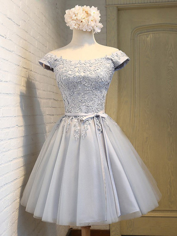 Homecoming Dress Off-the-shoulder Silver Short Prom Dress Party Dress Homecoming Dress BabaMila