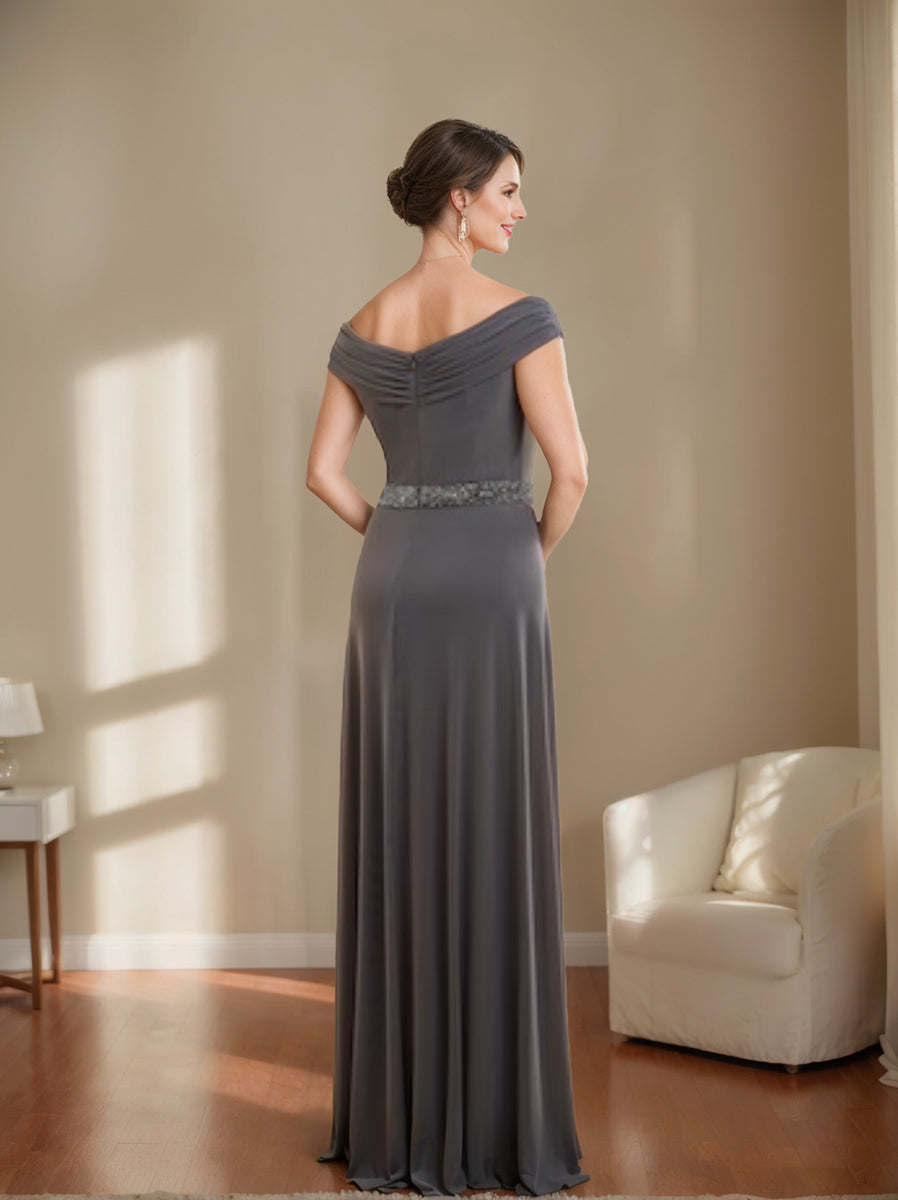 Sheath/Column V-Neck Ruched Mother Of The Bride Dresses With Beading BabaMila