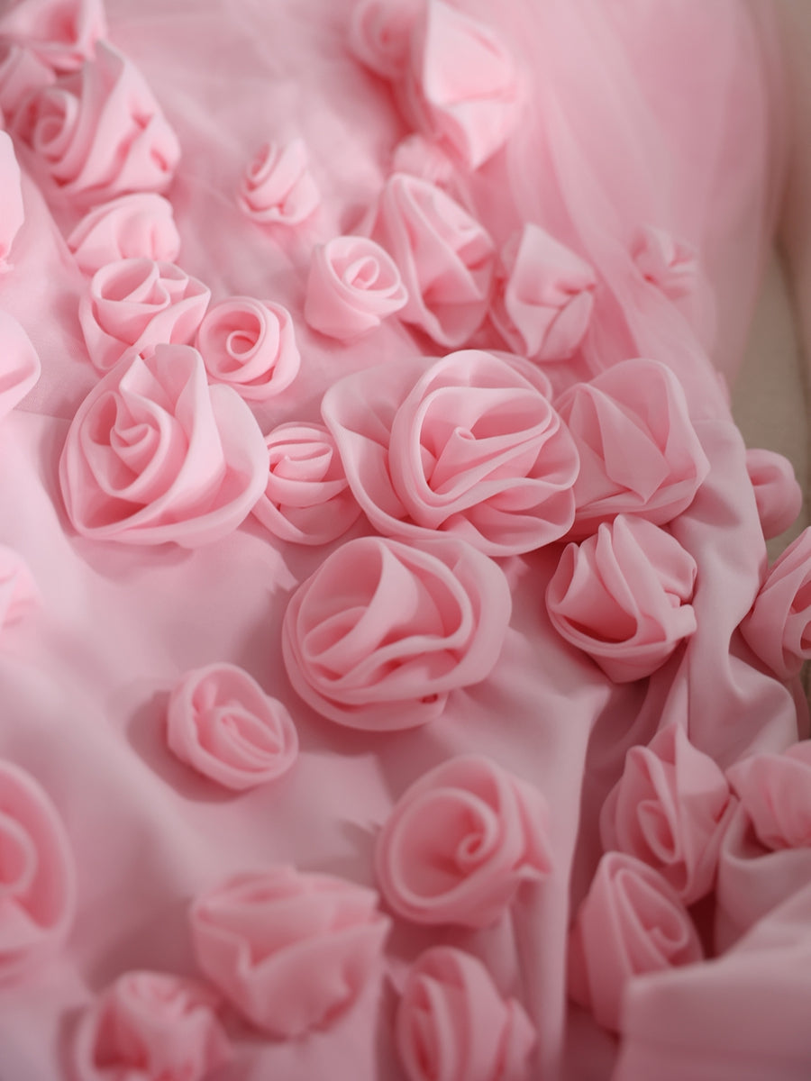 Trumpet/Mermaid Strapless Sleeveless Tulle Prom Dresses With High Split & 3D Flower BabaMila