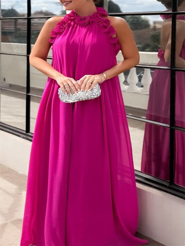 A-Line/Princess High Neck Sleeveless Floor-Length Pure Color Evening Dresses BabaMila