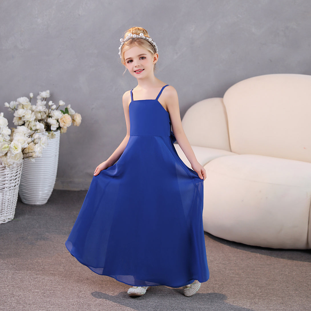 Girls Dresses Simple Chiffon Floor-Length Junior Bridesmaid Dresses Gidiondress