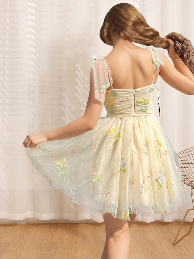 A-Line/Princess Sweetheart Sleeveless Short/Mini Party Dance Cocktail Homecoming Dress With Pleats/Shoulder Straps BabaMila