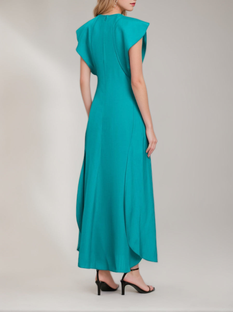 A-Line/Princess Scoop Sleeveless Ankle-Length Wedding Guest Dress with Ruffles BabaMila