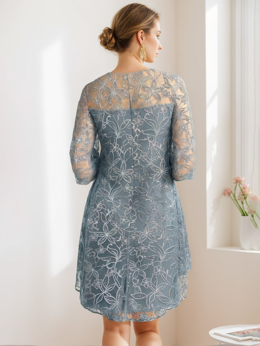 A-Line/Princess Scoop Neck Knee-Length Mother Of The Bride Dresses With Appliques BabaMila